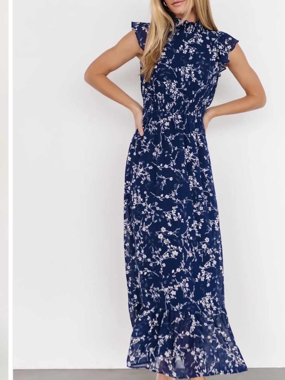 Baltic Born Navy Blue Floral Maxi Dress